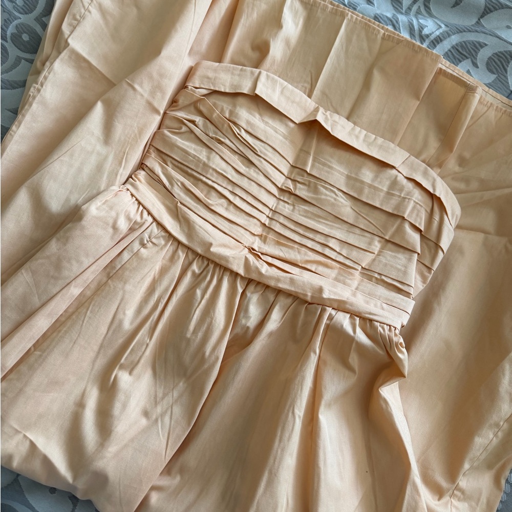 Abercrombie & Fitch Removable Strap Pleated Bodice Midi Dress in Peach